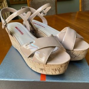 Prada Crisscross Wedge Sandal